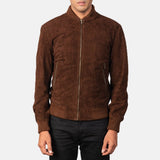 Shane Mocha Suede Bomber Jacket for Men