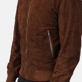 Shane Mocha Suede Bomber Jacket for Men