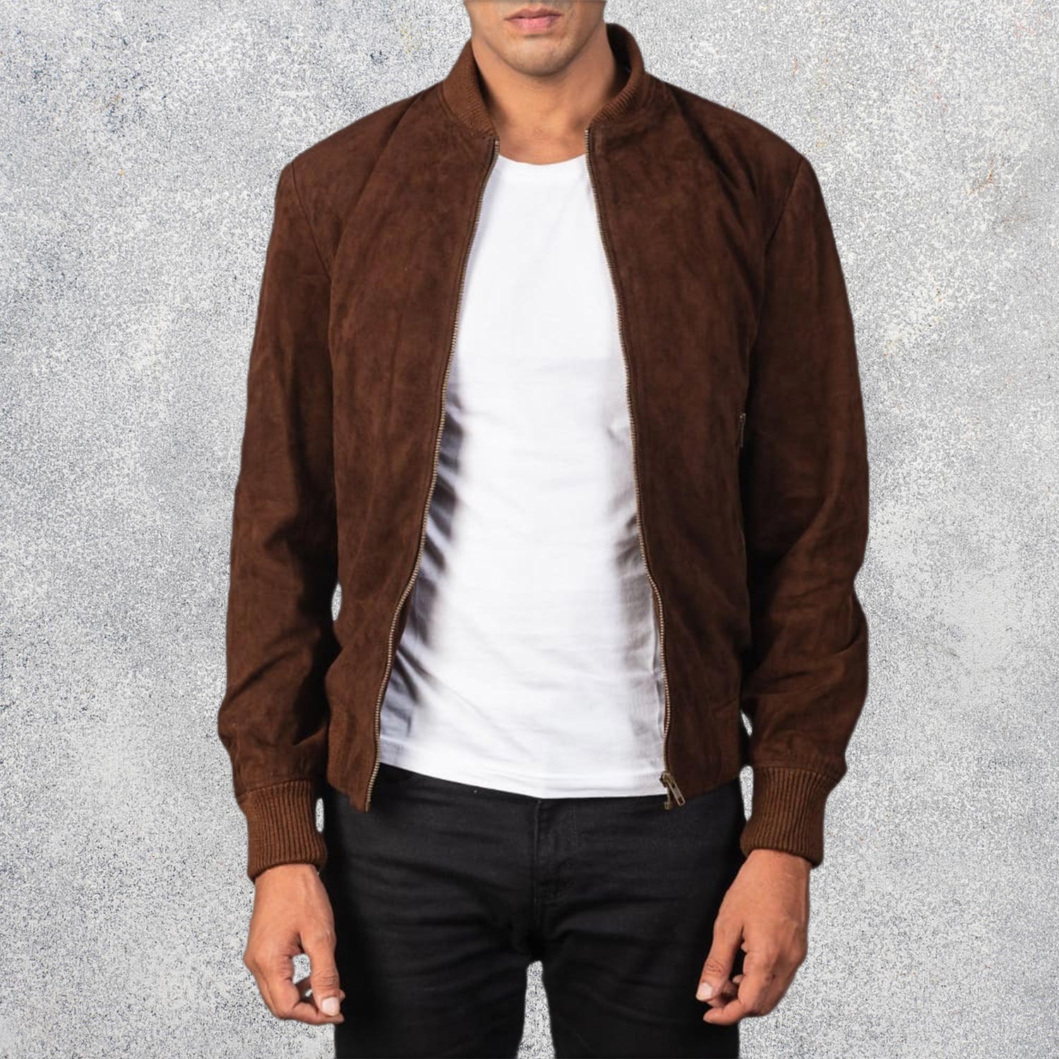 Shane Mocha Suede Bomber Jacket for Men