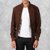 Shane Mocha Suede Bomber Jacket for Men