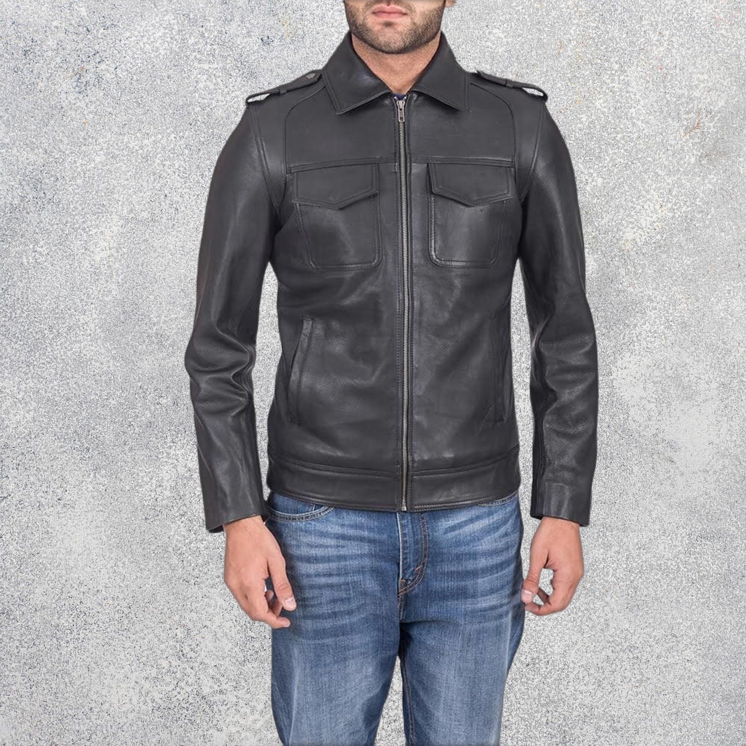 Steele Black Leather Jacket
