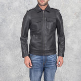 Steele Black Leather Jacket