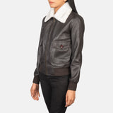 Elise G-1 Brown Leather Bomber Jacket for Women