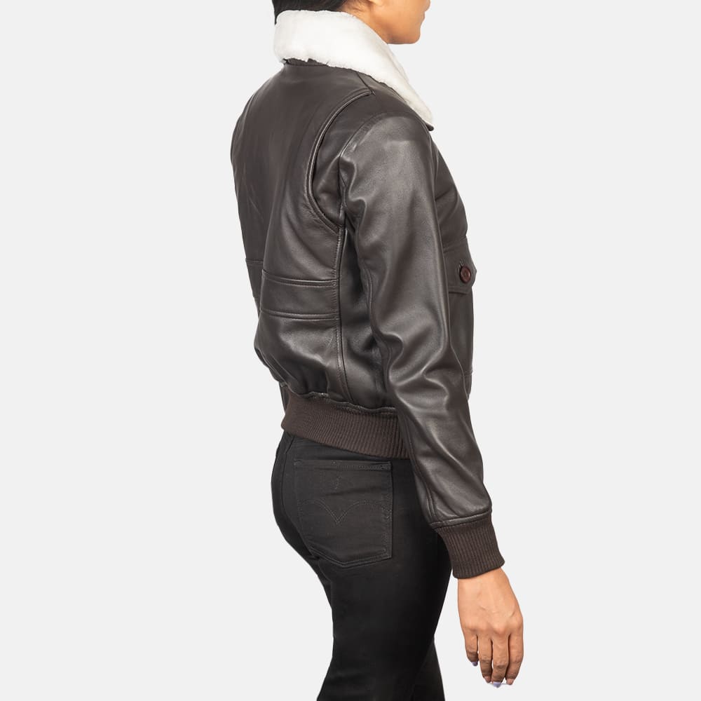 Elise G-1 Brown Leather Bomber Jacket for Women