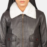 Elise G-1 Brown Leather Bomber Jacket for Women