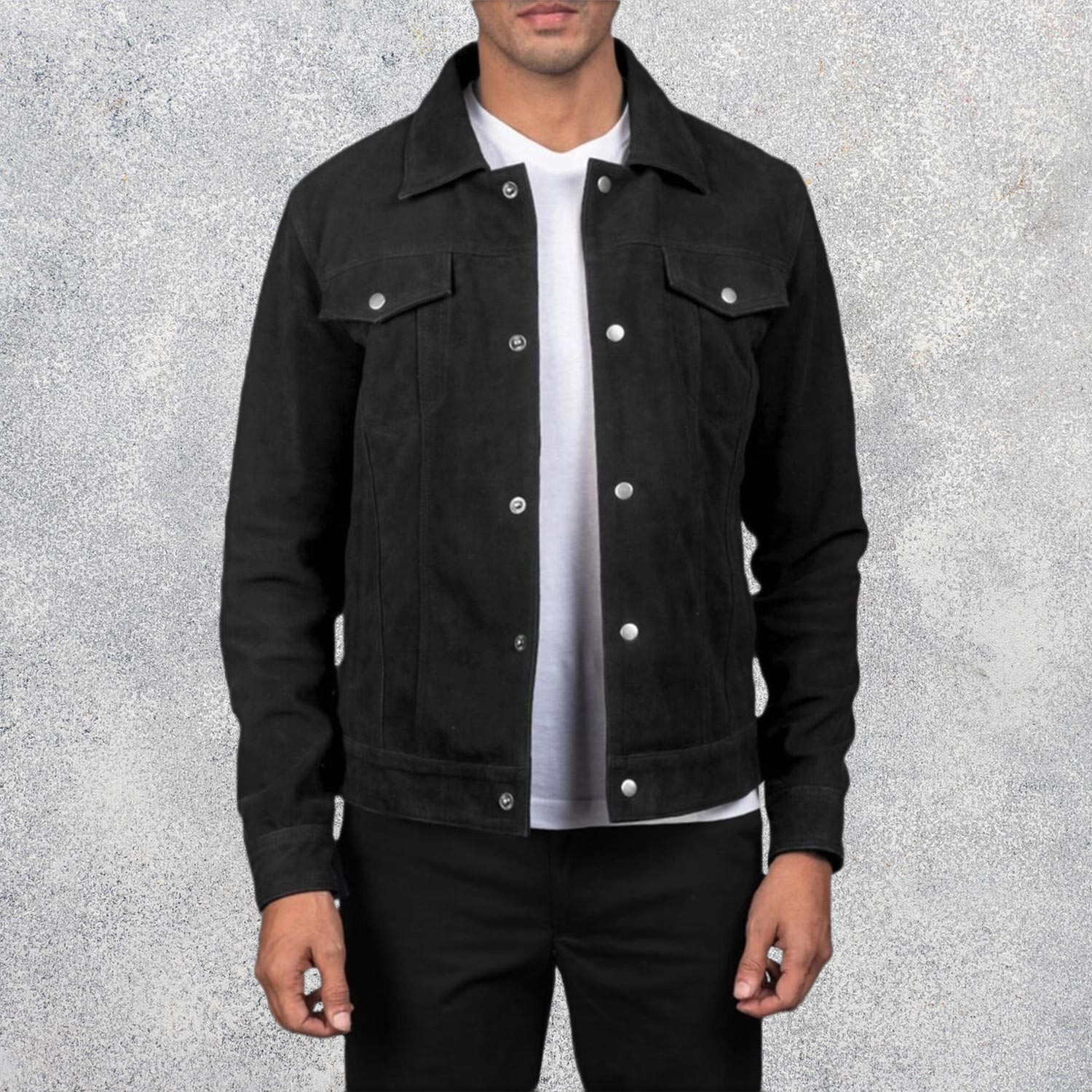 Sterling Black Suede Trucker Jacket
