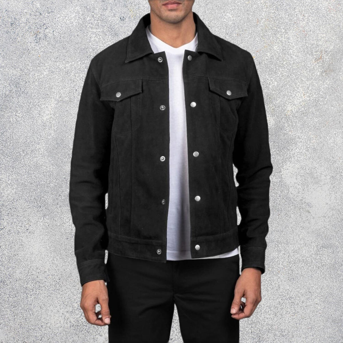 Sterling Black Suede Trucker Jacket