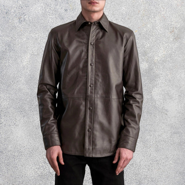 Sterling Men's Brown Leather Shirt