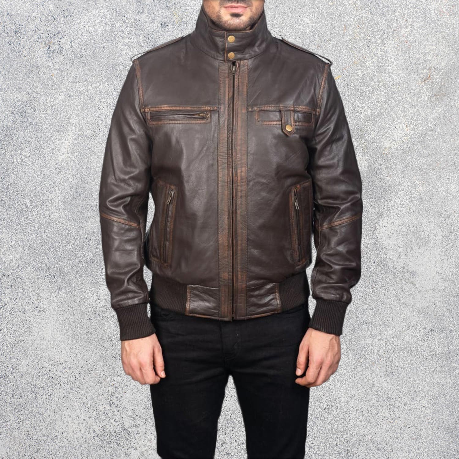 Strathmoor Brown Leather Bomber Jacket