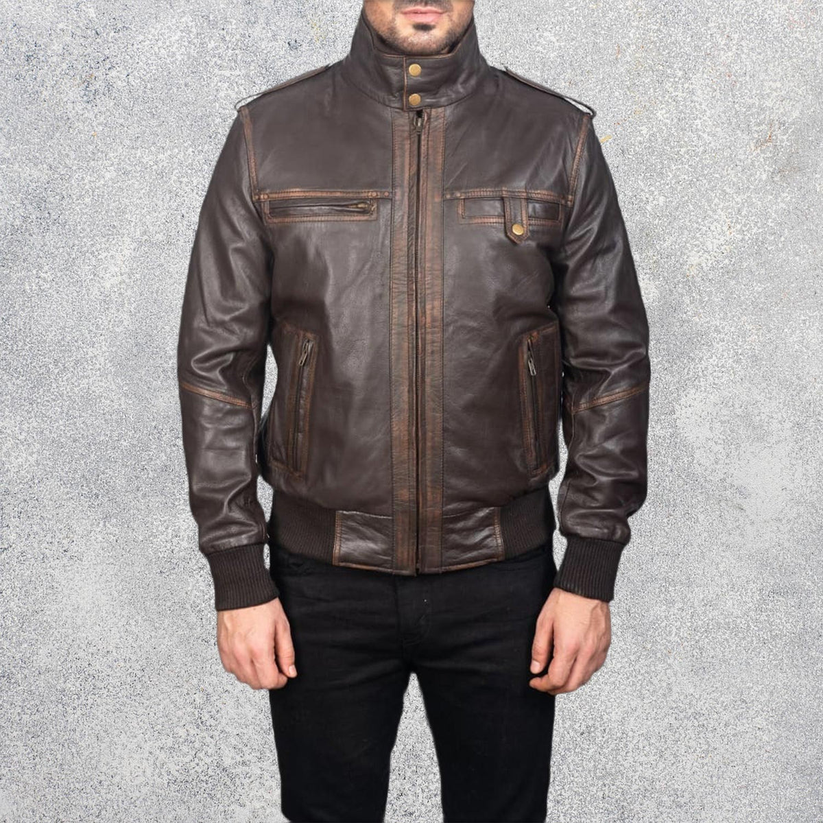 Strathmoor Brown Leather Bomber Jacket