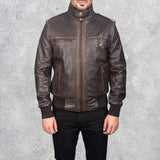 Strathmoor Brown Leather Bomber Jacket