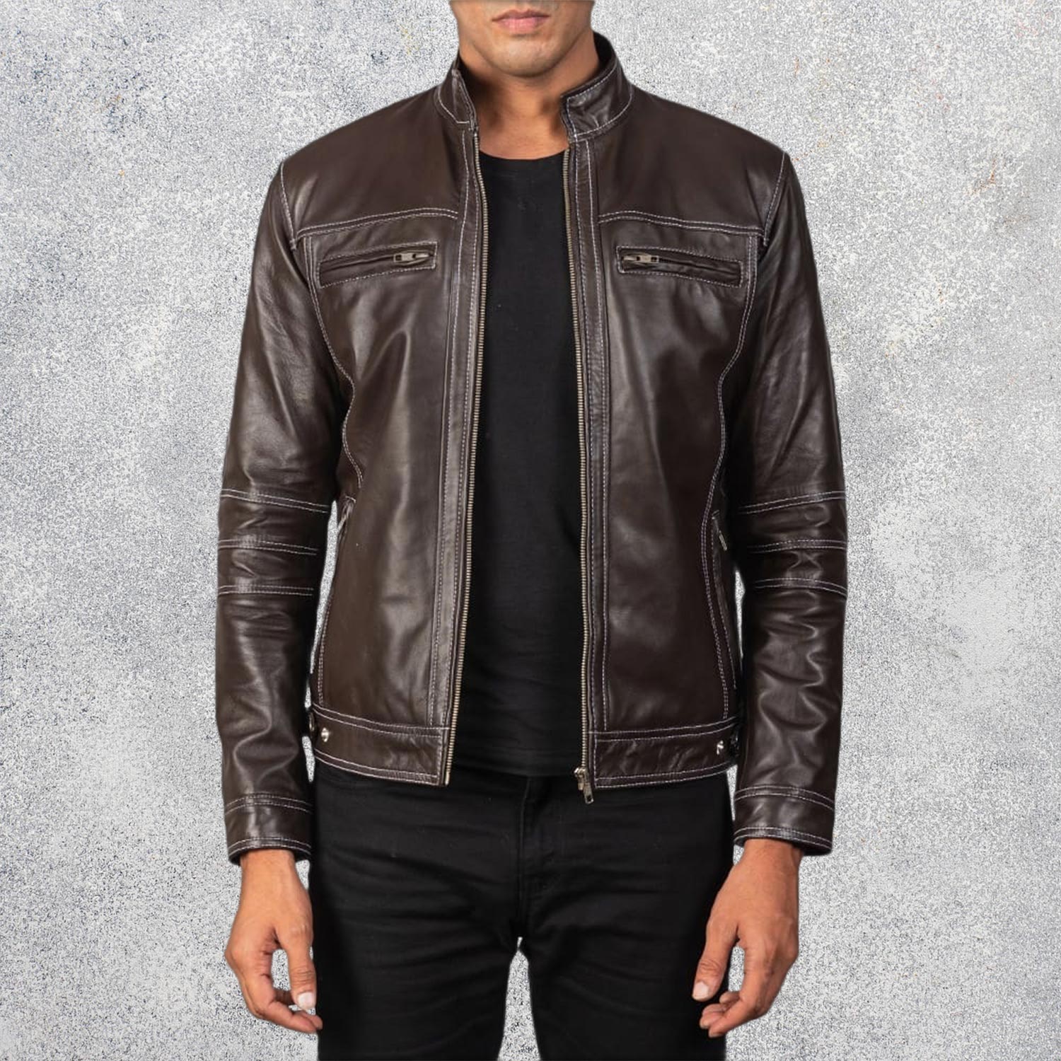 Strider Brown Leather Biker Jacket