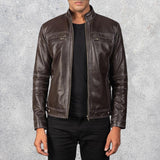 Strider Brown Leather Biker Jacket
