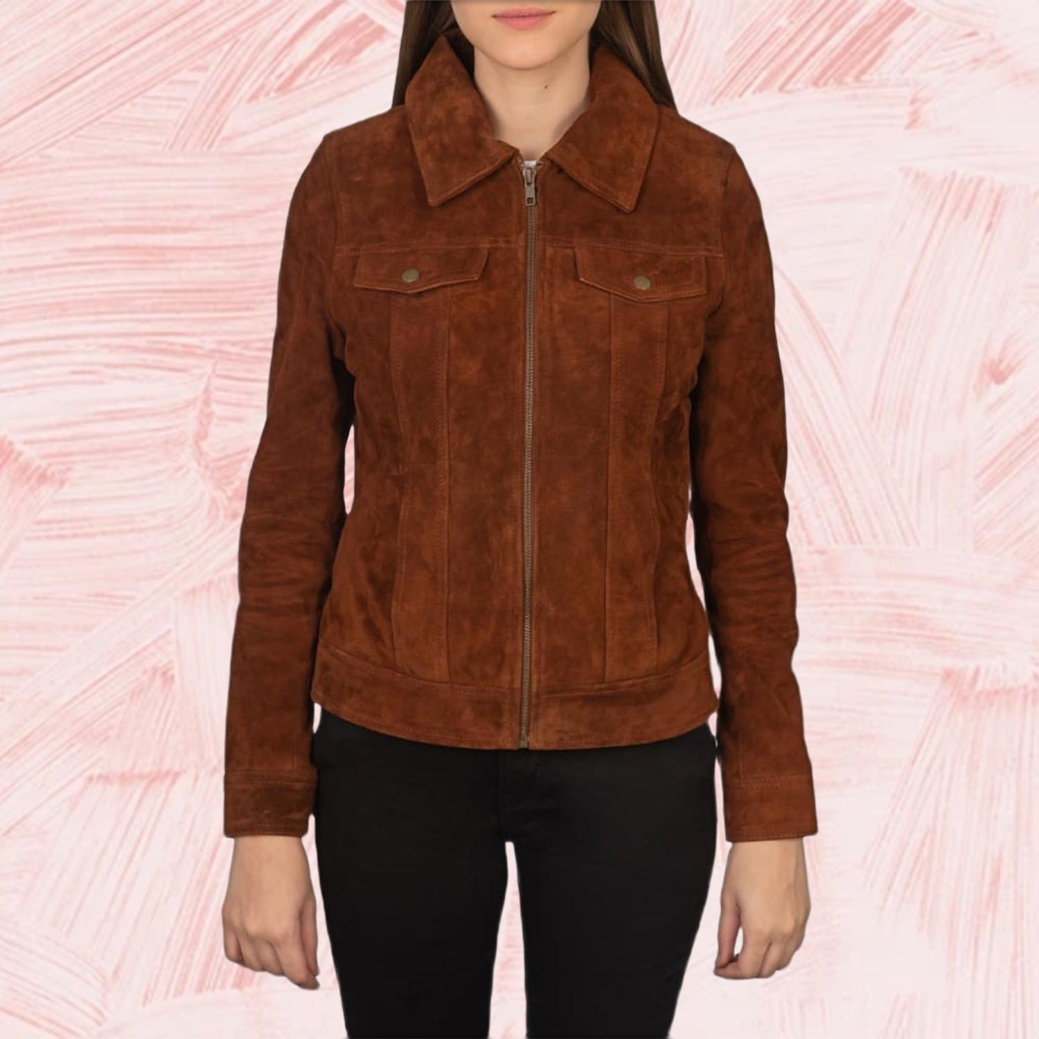 Suzy Brown Suede Trucker Jacket