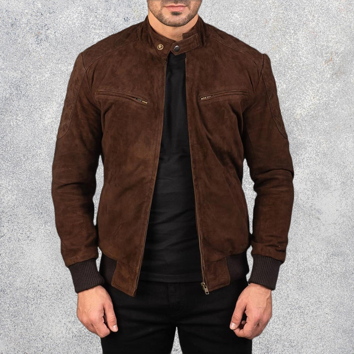 Sven Mocha Suede Bomber Jacket