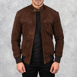 Sven Mocha Suede Bomber Jacket