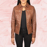 Talia Brown Leather Jacket for Women