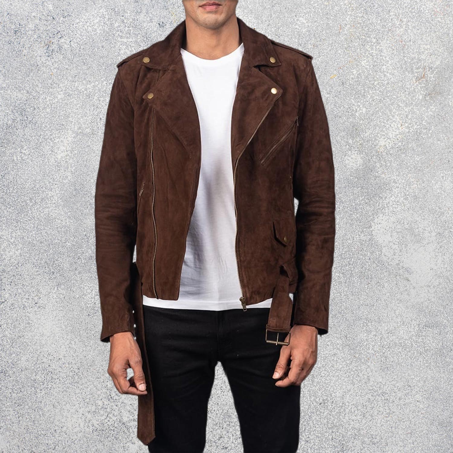 Tarek Mocha Suede Biker Jacket