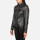 Talia Black Leather Jacket for Women