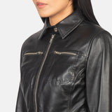 Talia Black Leather Jacket for Women
