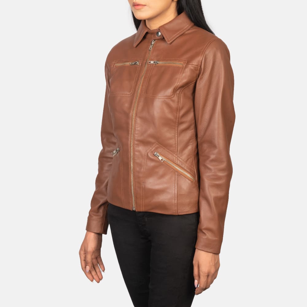 Talia Brown Leather Jacket for Women