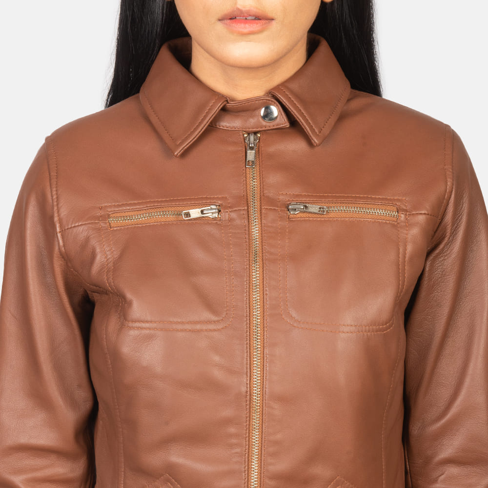 Talia Brown Leather Jacket for Women