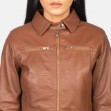 Talia Brown Leather Jacket for Women