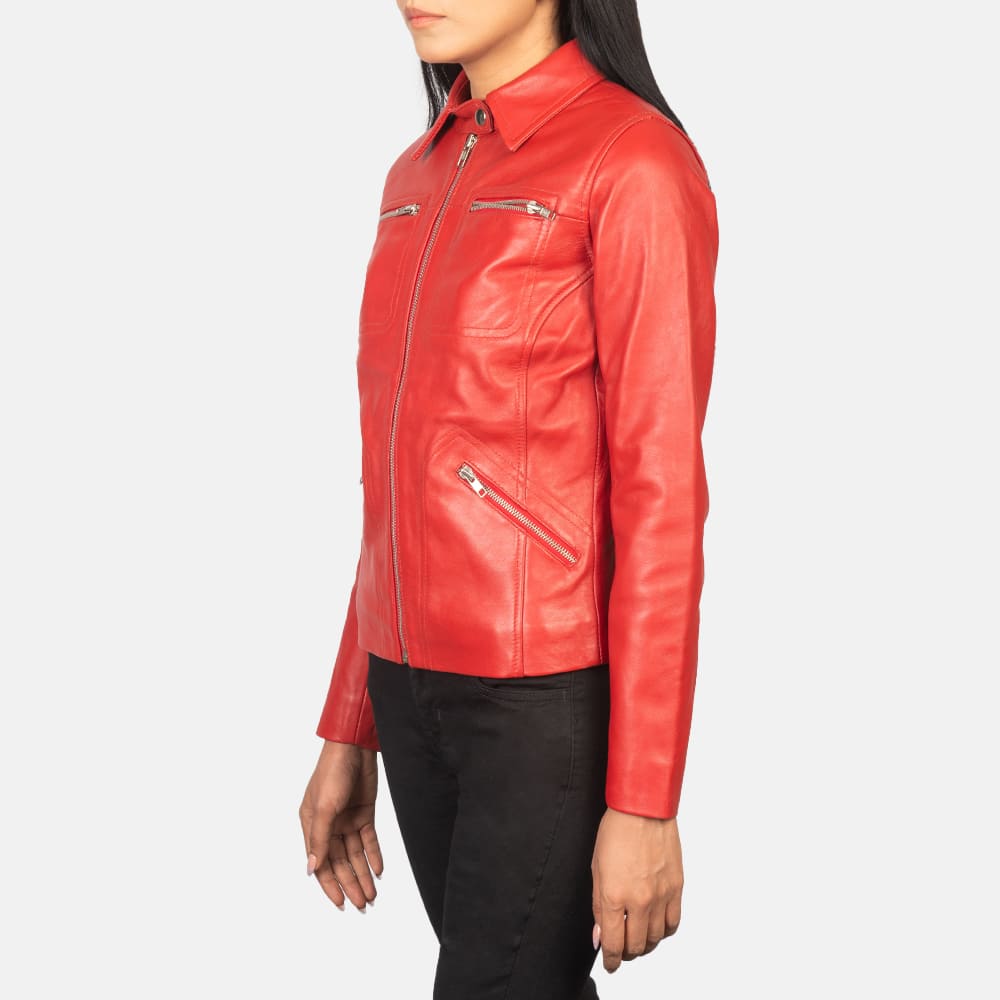 Talia Red Leather Jacket for Women
