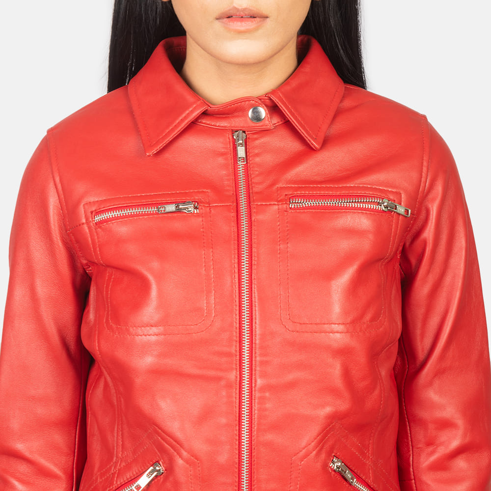 Talia Red Leather Jacket for Women