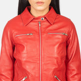 Talia Red Leather Jacket for Women