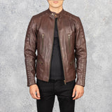 Torren Brown Leather Biker Jacket for Men