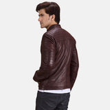 Ryder Quilted Maroon Leather Biker Jacket