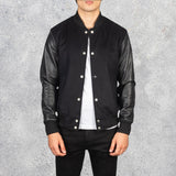 Vaxton Black Hybrid Varsity Jacket