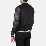 Vaxton Black Men's Striped Hybrid Varsity Jacket