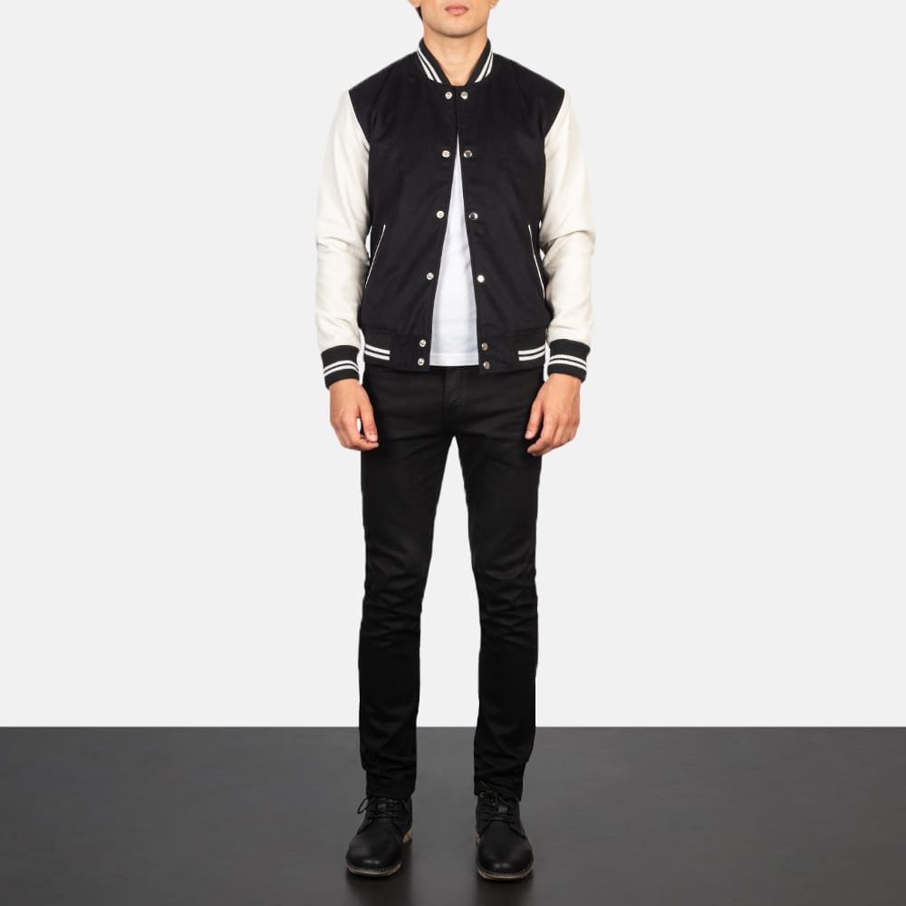 Axel Black & White Hybrid Varsity Jacket
