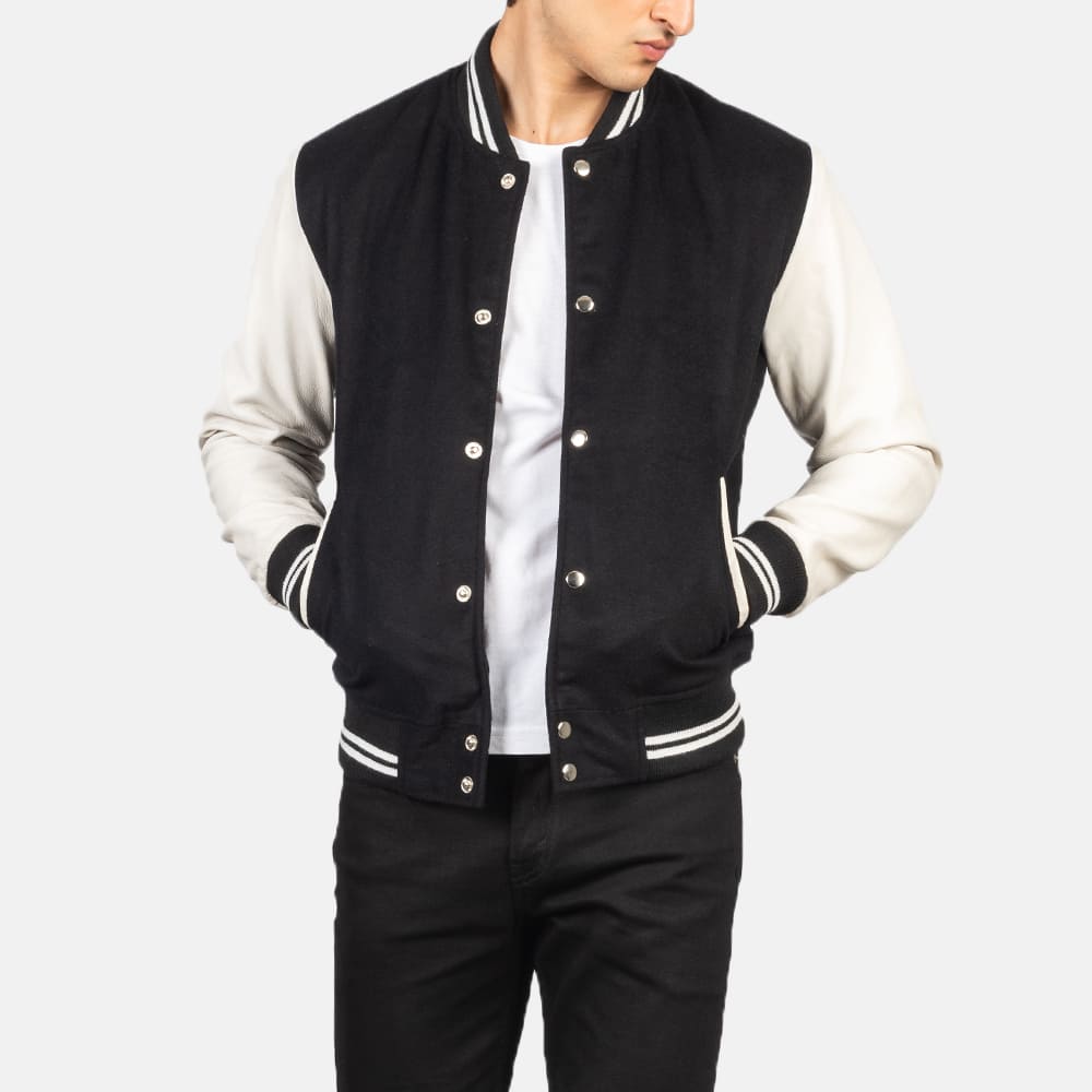 Axel Black & White Hybrid Varsity Jacket