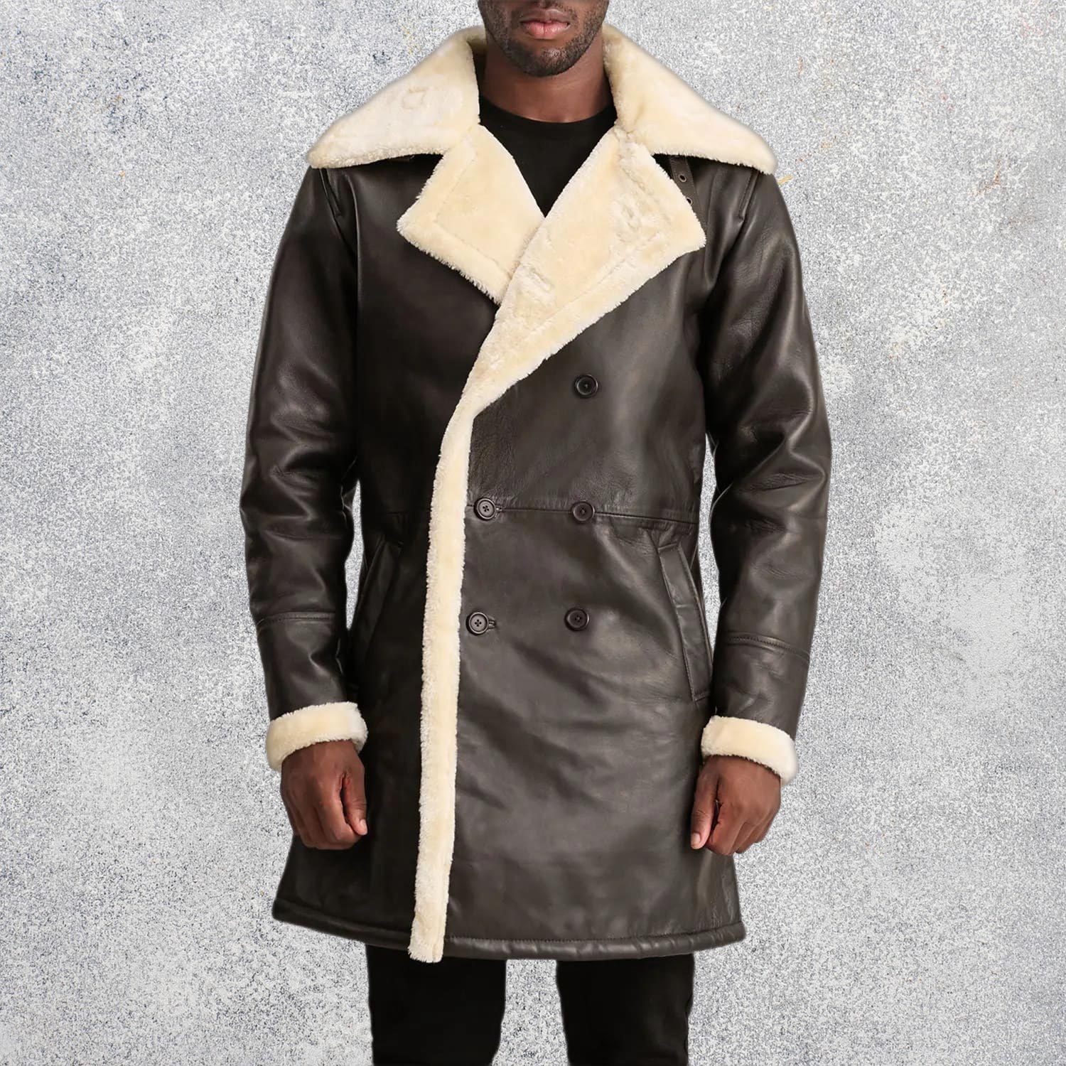 Victor Men's Brown Shearling Double-Breasted Coat