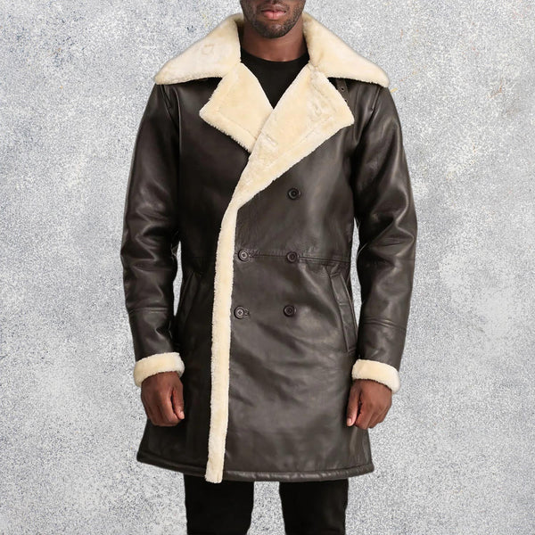 Victor Men's Brown Shearling Double-Breasted Coat