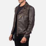 Victor Distressed Brown Leather Biker Jacket