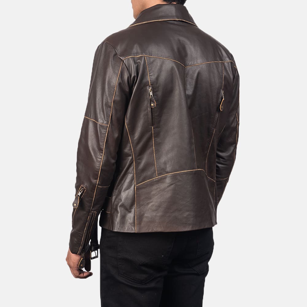 Victor Distressed Brown Leather Biker Jacket