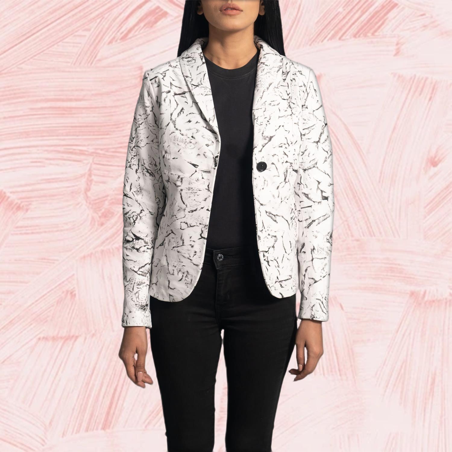 Vivienne White Leather Blazer for Women