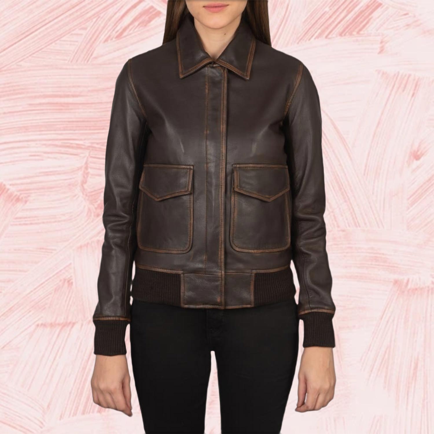 Westa A-2 Brown Leather Bomber Jacket