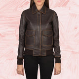 Westa A-2 Brown Leather Bomber Jacket