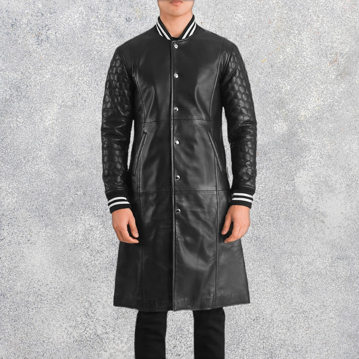 Wilde Black Leather Varsity Coat