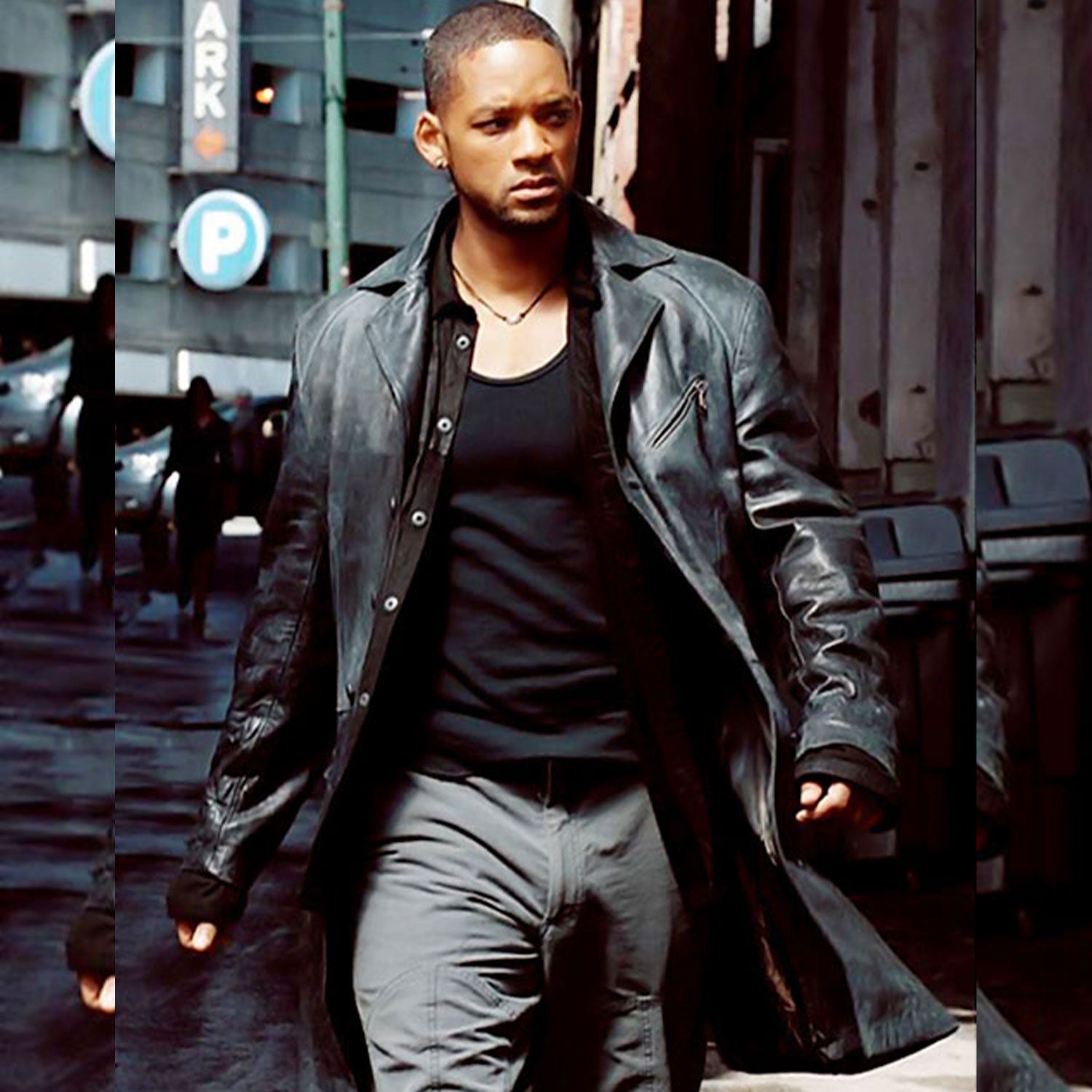 Will Smith I, Robot Black Pure Leather Long Coat