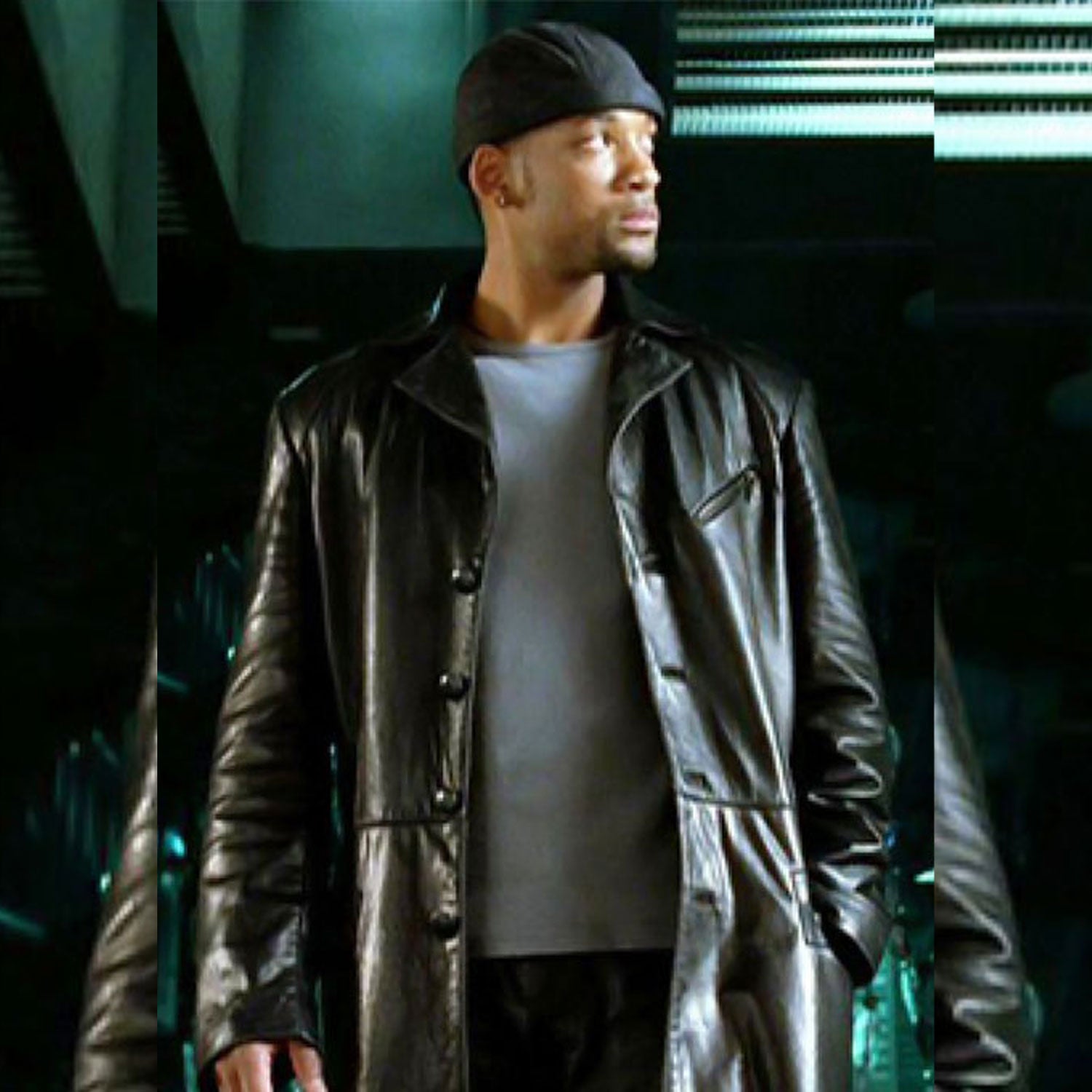 Will Smith I, Robot Black Pure Leather Long Coat