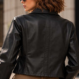 leather biker jacket, sheepskin jacket, black leather coat, womens moto jacket, motorcycle jacket, genuine leather, asymmetric zipper, cropped biker coat, leather moto coat, biker style jacket, womens outerwear, black biker jacket, classic moto jacket
