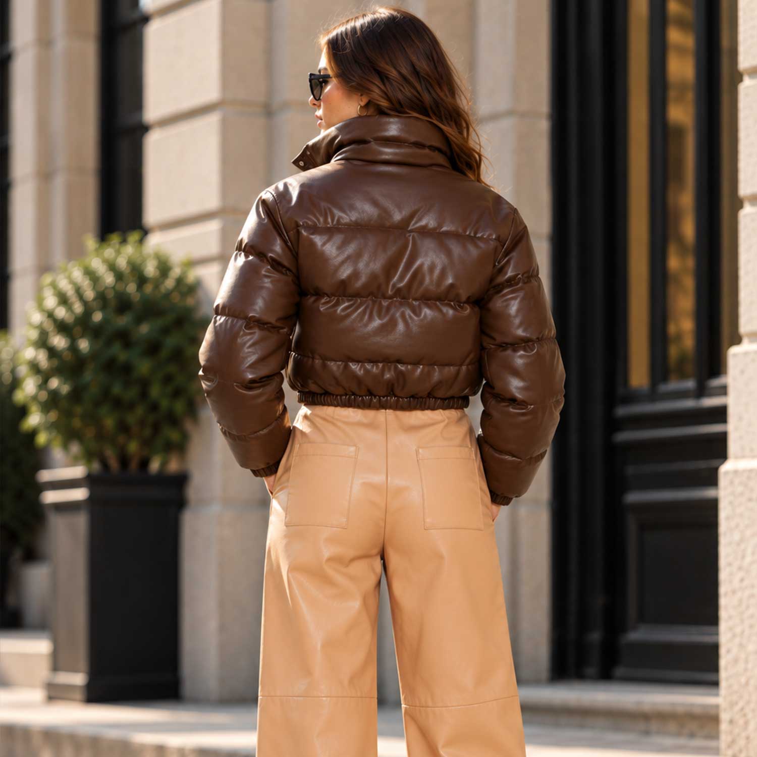 brown puffer jacket

leather puffer coat

cropped puffer

chocolate brown

womens bomber

quilted jacket

high neck jacket

brown leather coat

cropped leather

womens outerwear

winter streetwear

padded bomber

short puffer coat