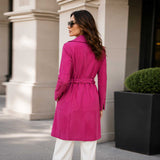 Rosamere Hot Pink Suede Leather Pea Coat
Women’s Hot Pink Genuine Suede Leather Coat
Rosamere Genuine Suede Leather Coat Front View
Hot Pink Women’s Suede Leather Winter Coat
Rosamere Suede Leather Pea Coat Back View
Hot Pink Suede Leather Coat Side View
Women’s Pink Genuine Suede Coat Fashion Look
Rosamere Leather Coat Adjustable Waist Belt
Hot Pink Suede Coat Notch Lapel Detail
Rosamere Suede Leather Front Button Detail
Genuine Suede Leather Coat Sleeve Detail
Rosamere Hot Pink Leather Coat Pocket Detail
