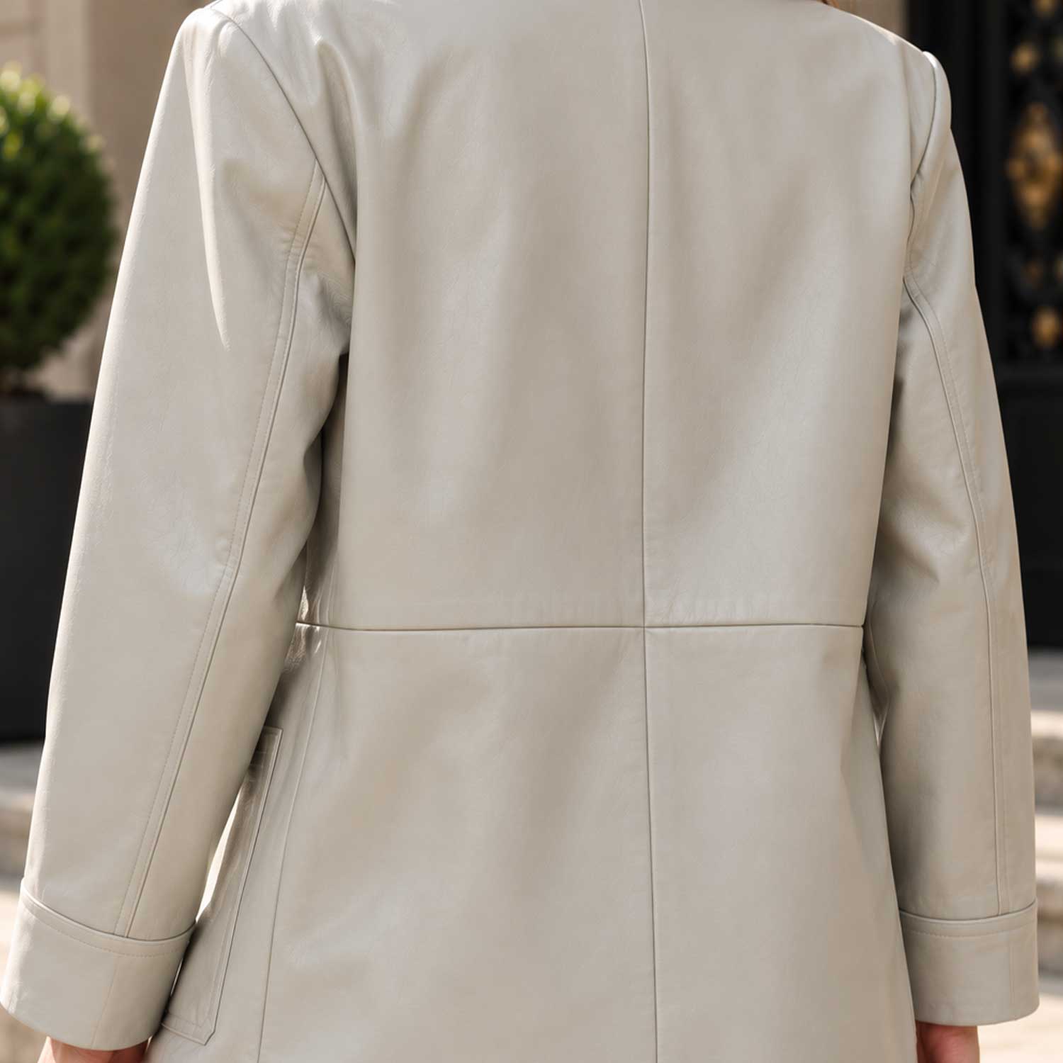 leather chore coat
sheepskin coat
grey leather coat
womens leather coat
leather blazer
four pocket jacket
genuine leather
button front coat
leather jacket
minimalist coat
womens chore jacket
grey leather blazer
casual leather coat